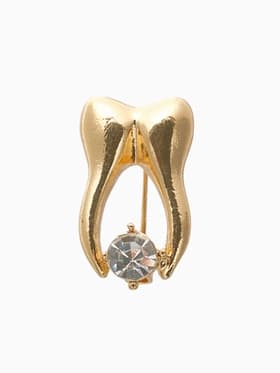Брошь «Зуб», со стразой, белая в золоте