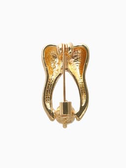 Брошь «Зуб», со стразой, белая в золоте