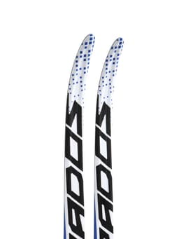 Комплект лыжный: пластиковые лыжи 185 см без насечек, стеклопластиковые палки 145 см, крепления NNN, цвет МИКС