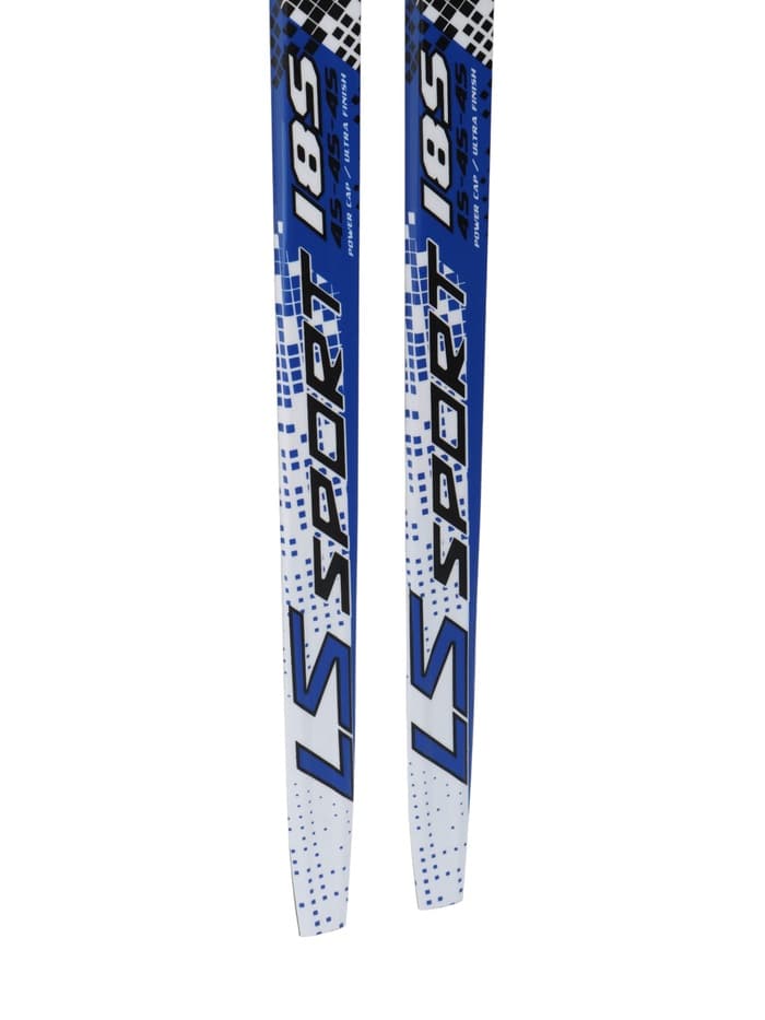 Комплект лыжный: пластиковые лыжи 185 см без насечек, стеклопластиковые палки 145 см, крепления NNN, цвет МИКС