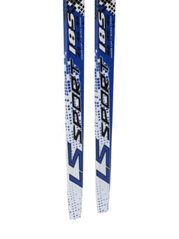 Комплект лыжный: пластиковые лыжи 185 см без насечек, стеклопластиковые палки 145 см, крепления NNN, цвет МИКС