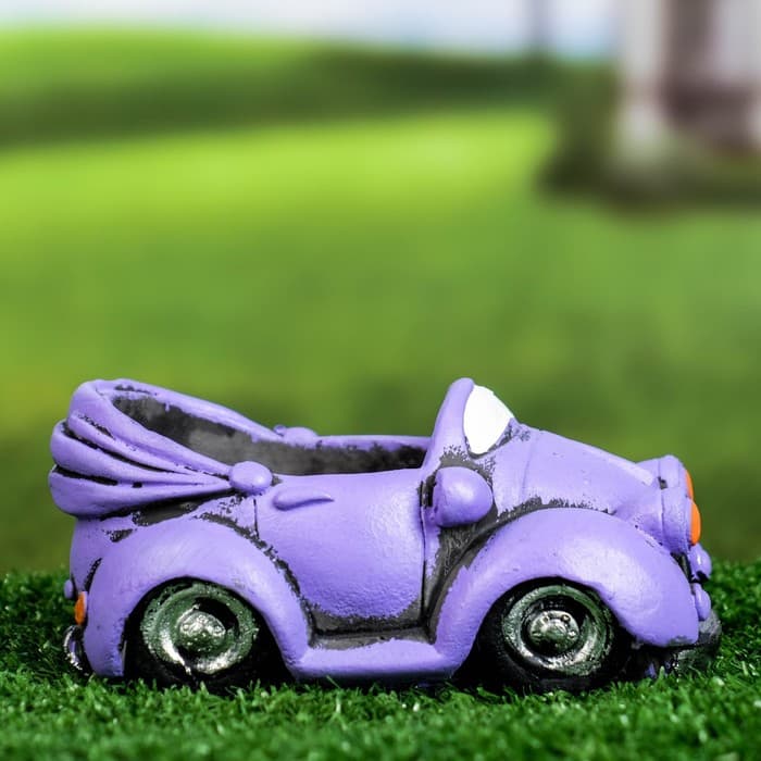 Горшок для цветов «Машинка» керамический, 200 мл, 14×8×7 см, сиреневый