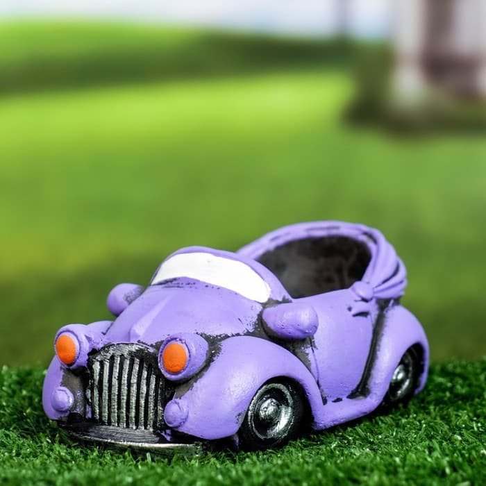 Горшок для цветов «Машинка» керамический, 200 мл, 14×8×7 см, сиреневый