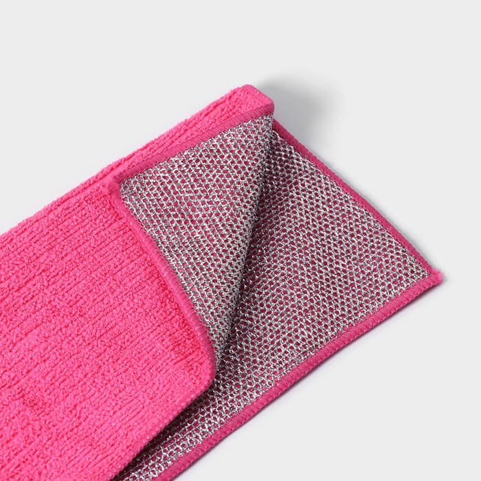 Салфетка для уборки Доляна, для сложных загрязнений, микрофибра, металлический абразив, 30×30 см, МИКС