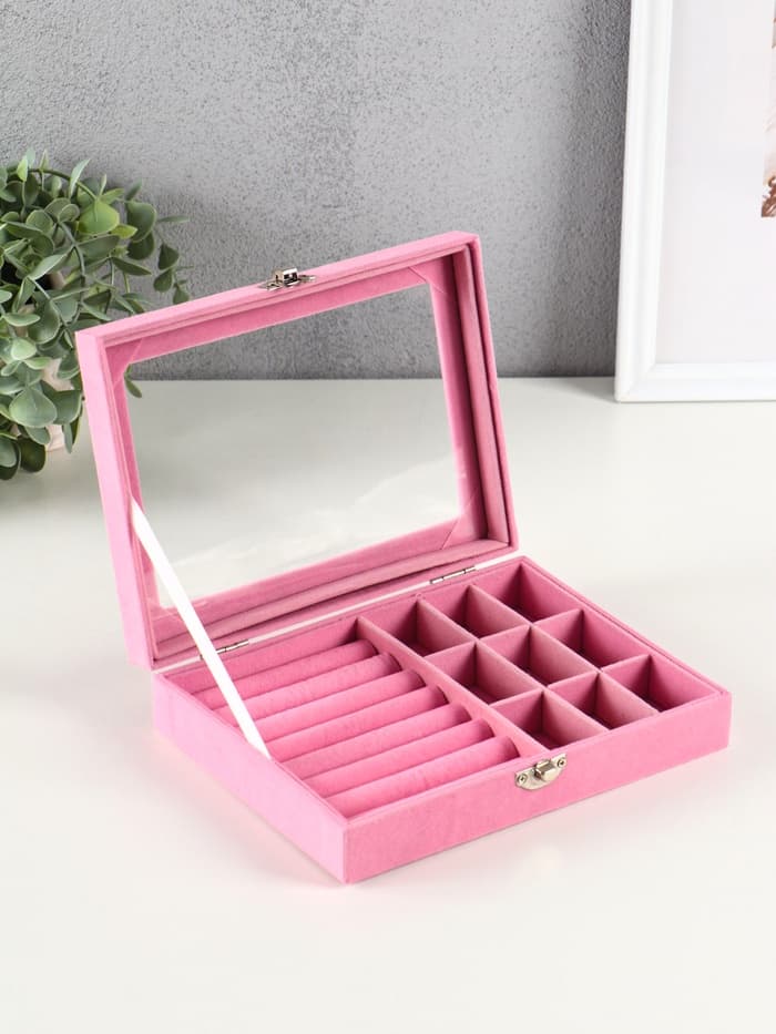 Шкатулка для украшений «Розовая пастила», бархат, 4.5×20×15 см