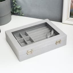 Шкатулка для украшений «Серый туман», бархат, с замком, 4.5×20×15 см