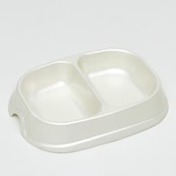 Миска двойная, 2×200 мл, пластик, белая перламутровая