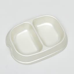 Миска двойная, 2×200 мл, пластик, белая перламутровая