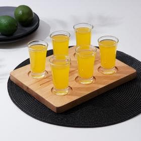 Доска для подачи шотов Доляна, 25×20×1.8 см, на 6 рюмок, d=5 см, с пропиткой, дерево берёза