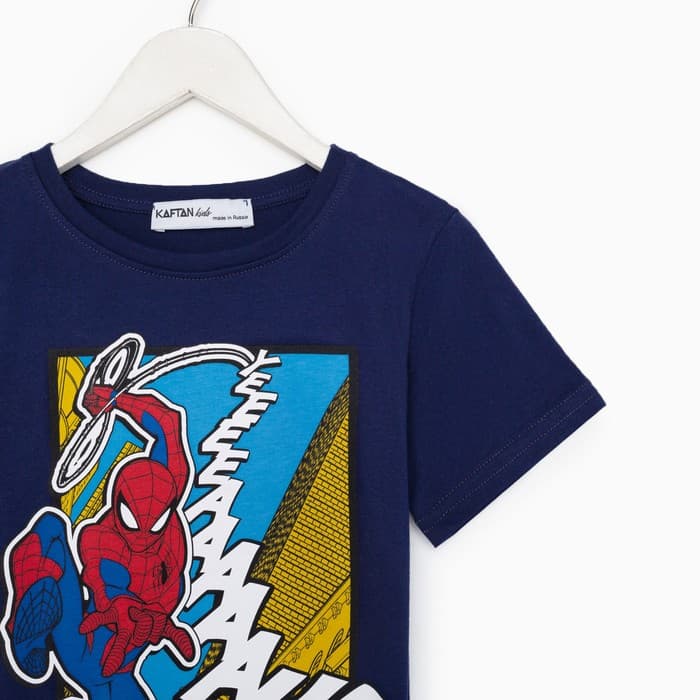 Футболка для мальчика KAFTAN «Супергерой», тёмно-синяя, рост 122-128 см
