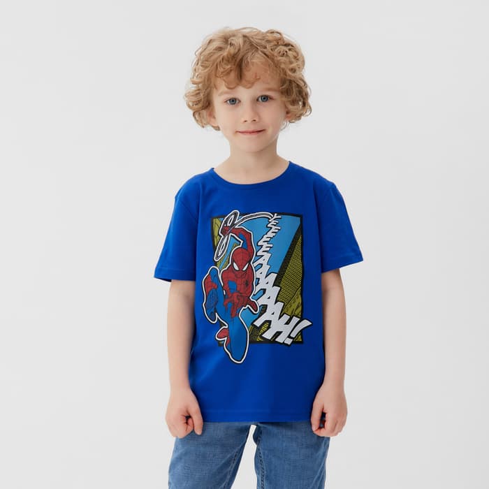 Футболка для мальчика KAFTAN «Супергерой», тёмно-синяя, рост 122-128 см