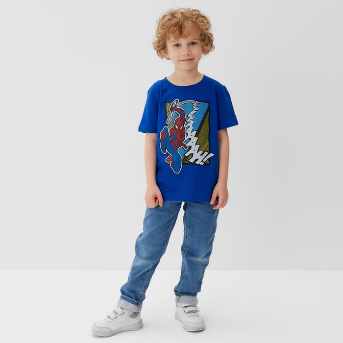 Футболка для мальчика KAFTAN «Супергерой», тёмно-синяя, рост 122-128 см