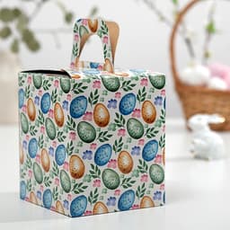 Коробка подарочная пасхальная с окном «Пасхальные яйца», 15×15×18 см