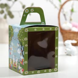 Коробка подарочная пасхальная с окном «Пасхальные кролики», 15×15×18 см