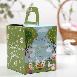 Коробка подарочная пасхальная с окном «Пасхальные кролики», 15×15×18 см