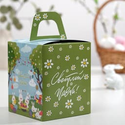 Коробка подарочная пасхальная с окном «Пасхальные кролики», 15×15×18 см