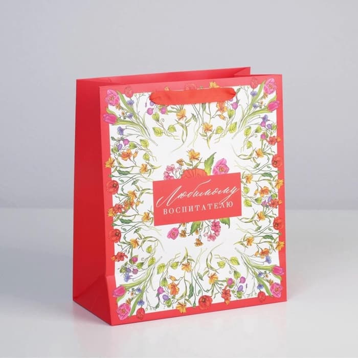 Пакет подарочный ламинированный, упаковка, «Любимому воспитателю», ML 27×23×11.5 см