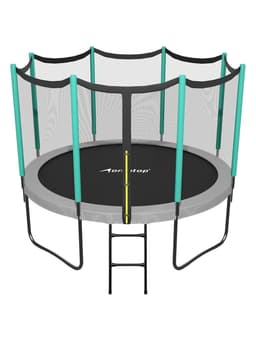 Батут ONLYTOP, d=366 см, высота сетки 173 см, с лестницей, цвет серый/салатовый