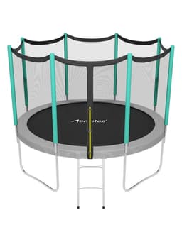 Батут ONLYTOP, d=366 см, высота сетки 173 см, с лестницей, цвет серый/салатовый