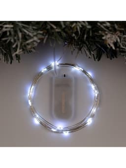 Гирлянда «Нить» 2 м роса, IP20, серебристая нить, 20 LED, батарейки CR2032×2 (в комплекте), свечение белое