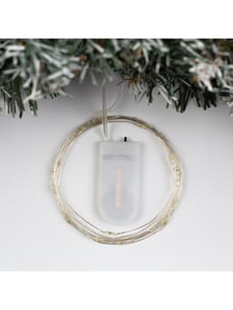 Гирлянда «Нить» 2 м роса, IP20, серебристая нить, 20 LED, батарейки CR2032×2 (в комплекте), свечение белое