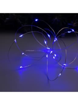 Гирлянда «Нить» 2 м роса, IP20, серебристая нить, 20 LED, батарейки CR2032×2 (в комплекте), свечение синее
