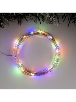 Гирлянда «Нить» 5 м, роса, IP20, серебристая нить, 50 LED, 2 режима, от батареек АА×3, свечение тёплое белое / мульти