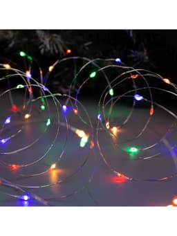 Гирлянда «Нить» 5 м, роса, IP20, серебристая нить, 50 LED, 2 режима, от батареек АА×3, свечение тёплое белое / мульти