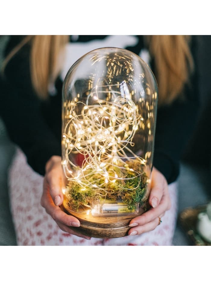 Гирлянда «Нить» 5 м, роса, IP20, серебристая нить, 100 LED, 2 режима, от батареек AAх3, свечение тёплое белое