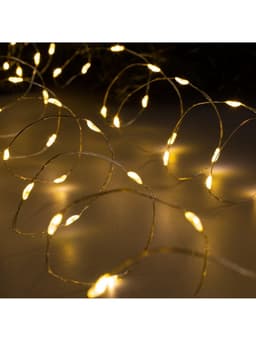 Гирлянда «Нить» 5 м, роса, IP20, серебристая нить, 100 LED, 2 режима, от батареек AAх3, свечение тёплое белое