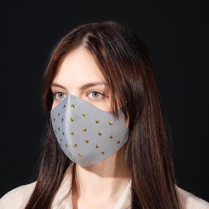 Маска декоративная «Заклёпки» звёзды, цвет золотой в сером