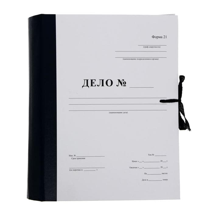 Папка архивная д/переплета А4, на завязках, Calligrata «Форма 21» 100 мм, с гребешками, 4 отв-я