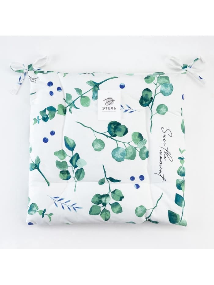 Подушка на стул «Этель. Эвкалипт», 42×42 см, белая