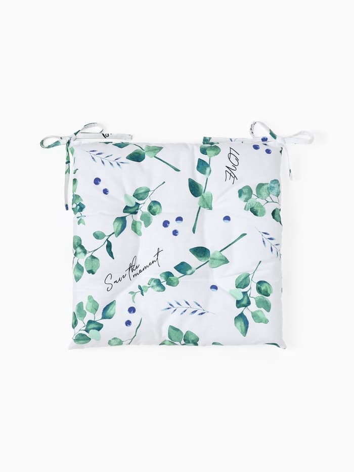 Подушка на стул «Этель. Эвкалипт», 42×42 см, белая