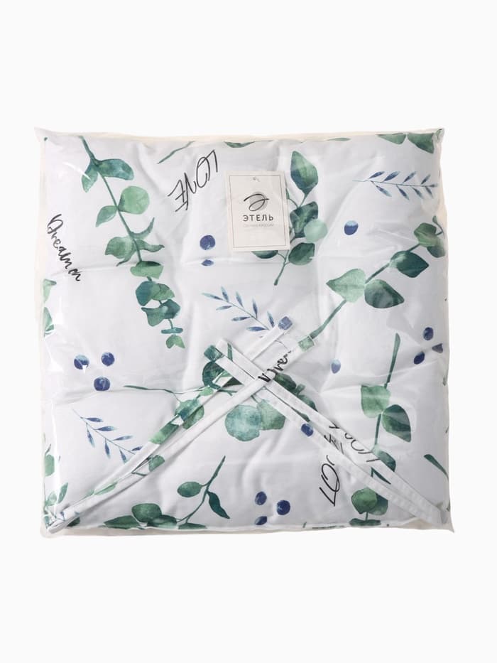 Подушка на стул «Этель. Эвкалипт», 42×42 см, белая