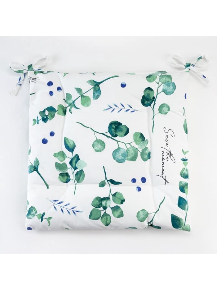 Подушка на стул «Этель. Эвкалипт», 42×42 см, белая