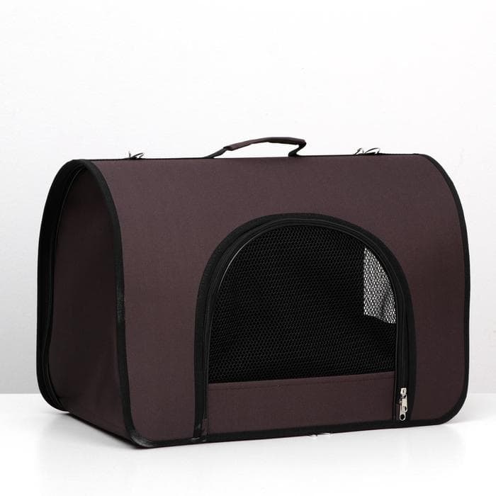 Сумка - переноска для животных, 49×30×35 см, 2 входа, коричневая