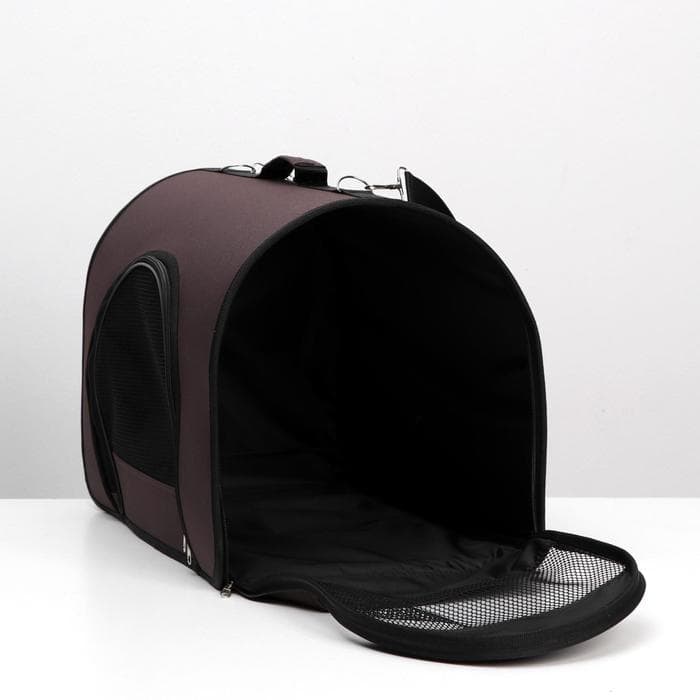 Сумка - переноска для животных, 49×30×35 см, 2 входа, коричневая