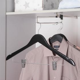 Плечики - вешалка для брюк и юбок SAVANNA, 44.5×1.2×24.5 см, с зажимами, широкие плечики, деревянная сорт А