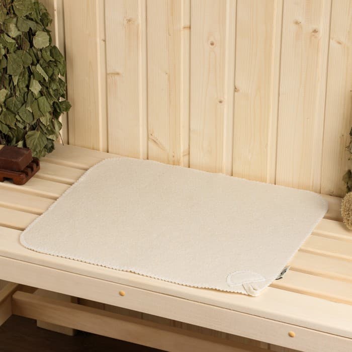 Набор для бани, шерсть 30%, полиэфир 70%, 3 предмета: шапка, рукавица, коврик, «Добропаровъ»