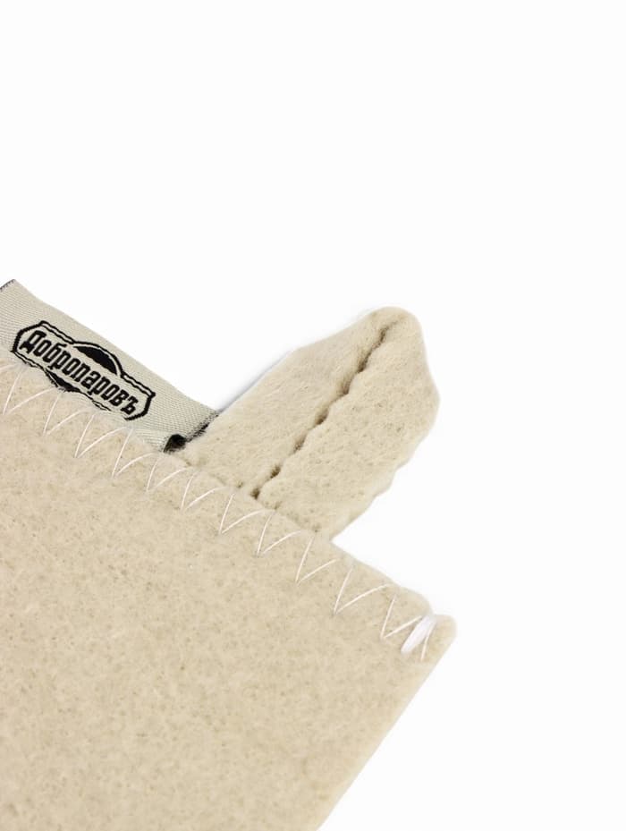 Набор для бани, шерсть 30%, полиэфир 70%, 3 предмета: шапка, рукавица, коврик, «Добропаровъ»