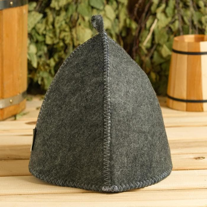 Набор для бани, 3 предмета: шапка, рукавица, коврик, серый, «Добропаровъ»