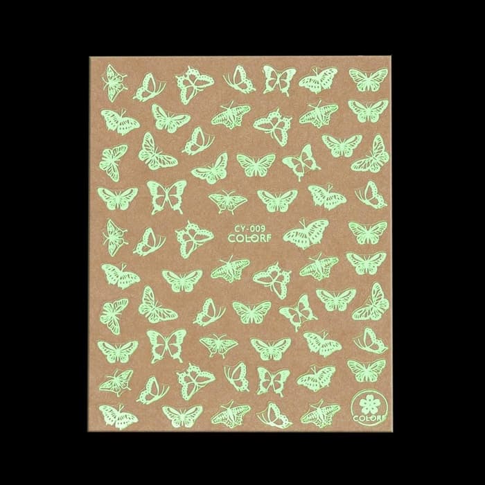 Наклейки для ногтей «Бабочки», флуоресцентные, белые