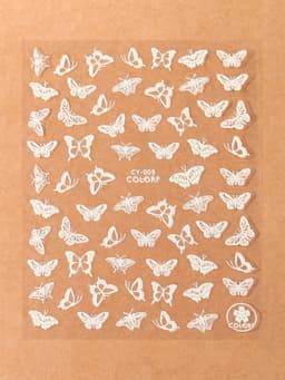 Наклейки для ногтей «Бабочки», флуоресцентные, белые