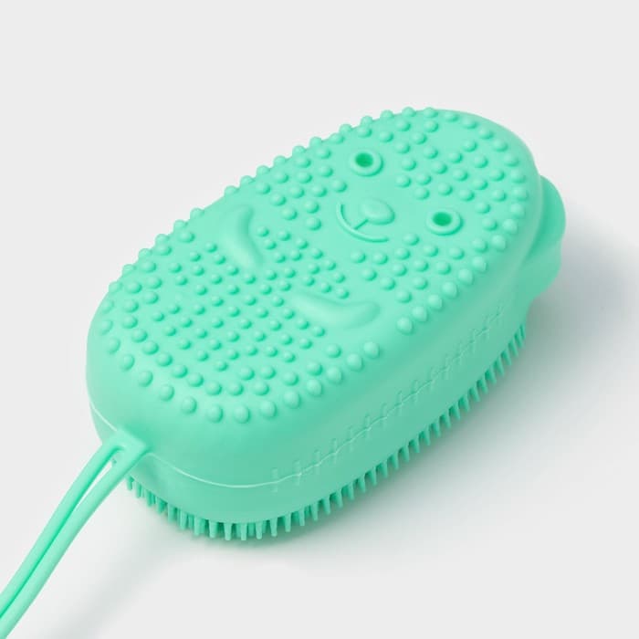 Щётка массажная силиконовая для тела с поролоном Доляна «Мышонок», зелёная