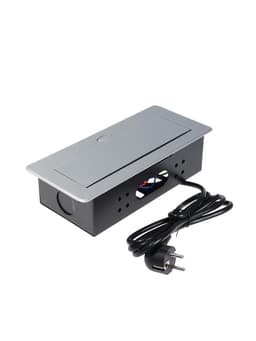 Розетка выдвижная Luazon Lighting, 16 А, двухместная, в стол, 2xUSB, 2.1 A, серебристая