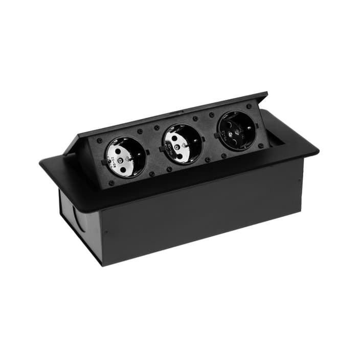 Розетка выдвижная Luazon Lighting, 16 А, трёхместная, в стол, чёрная