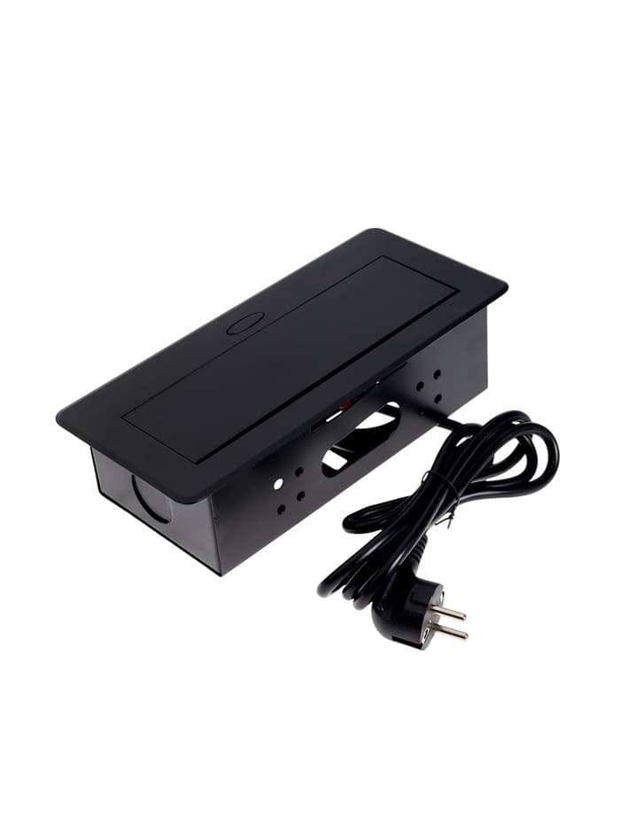 Розетка выдвижная Luazon Lighting, 16 А, трёхместная, в стол, чёрная