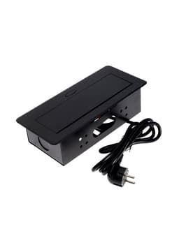 Розетка выдвижная Luazon Lighting, 16 А, трёхместная, в стол, чёрная