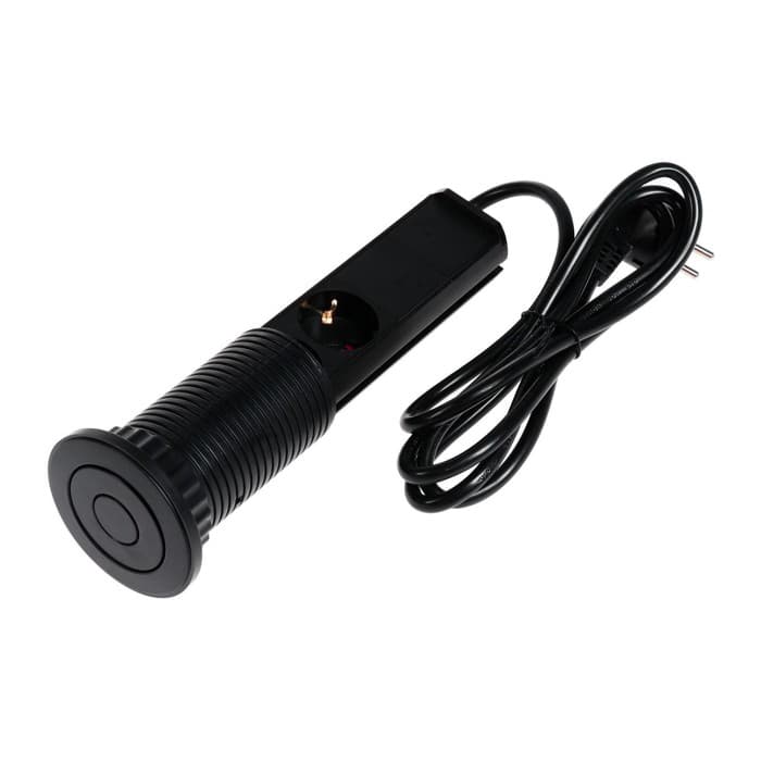 Розетка выдвижная Luazon Lighting, 16 А, трёхместная, в стол, провод 1.8 м, чёрная